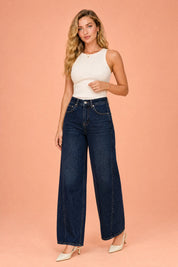 Jean ample taille mi-haute | Variante Bleu marine | Lounelle Paris