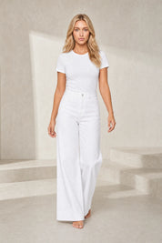 Jean blanc taille mi-haute coupe large | Lounelle Paris
