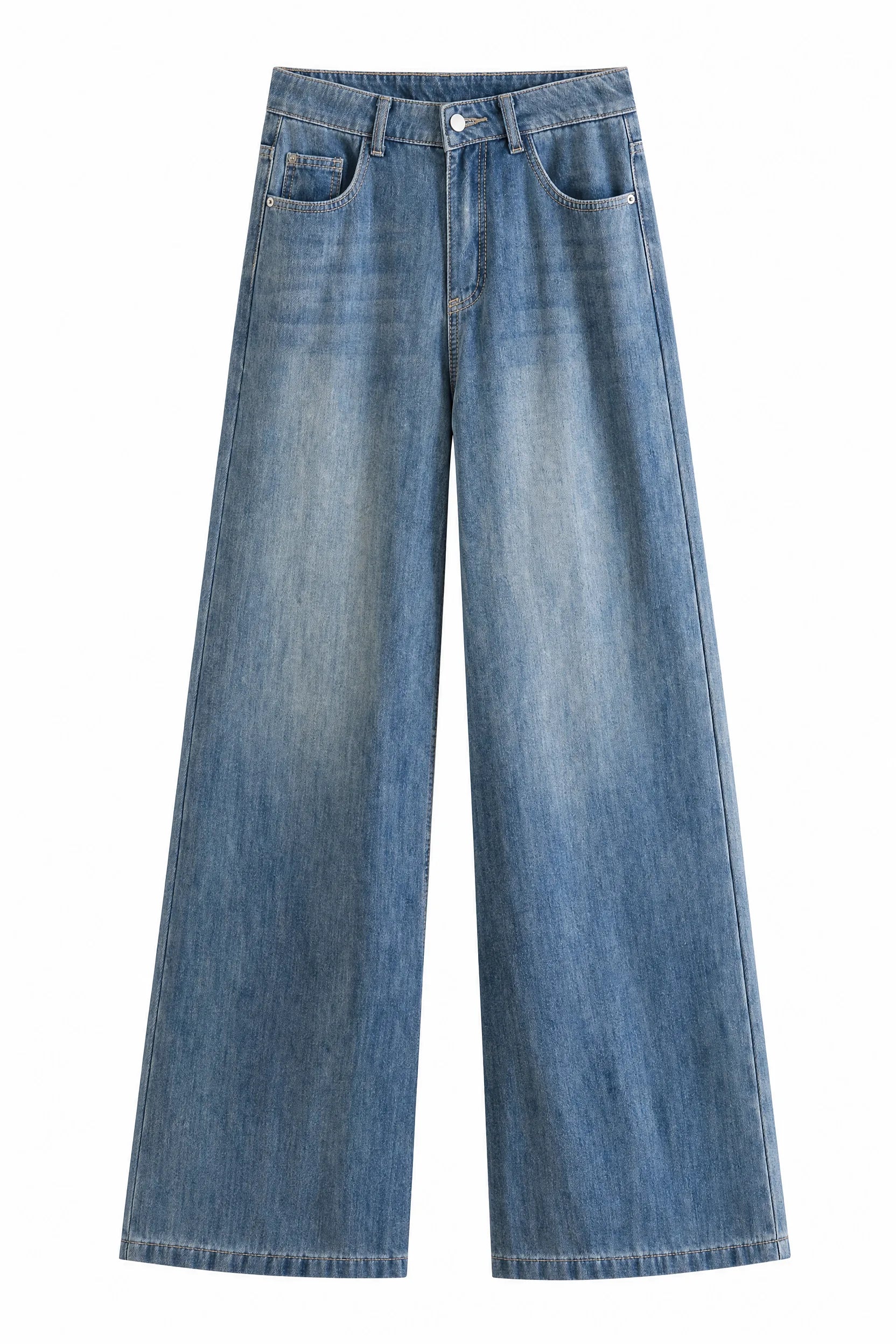 Jean bleu coupe ample taille mi-haute | Lounelle Paris