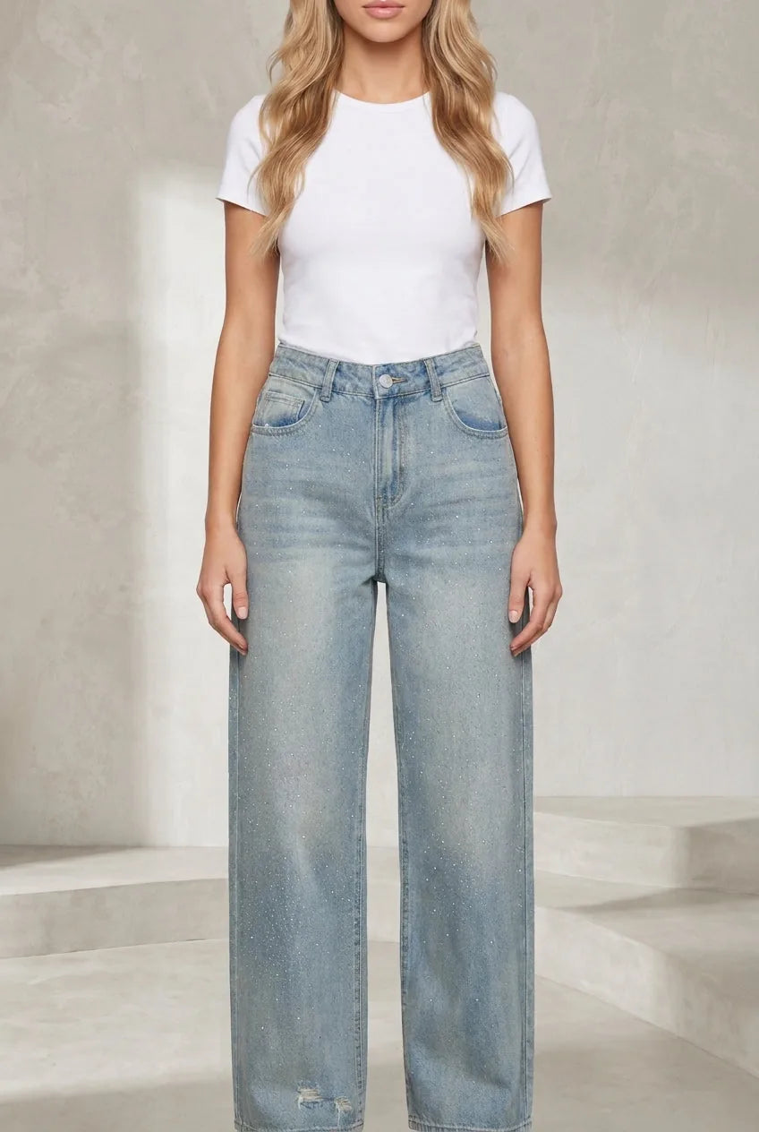 Jean bleu délavé coupe ample | Lounelle Paris