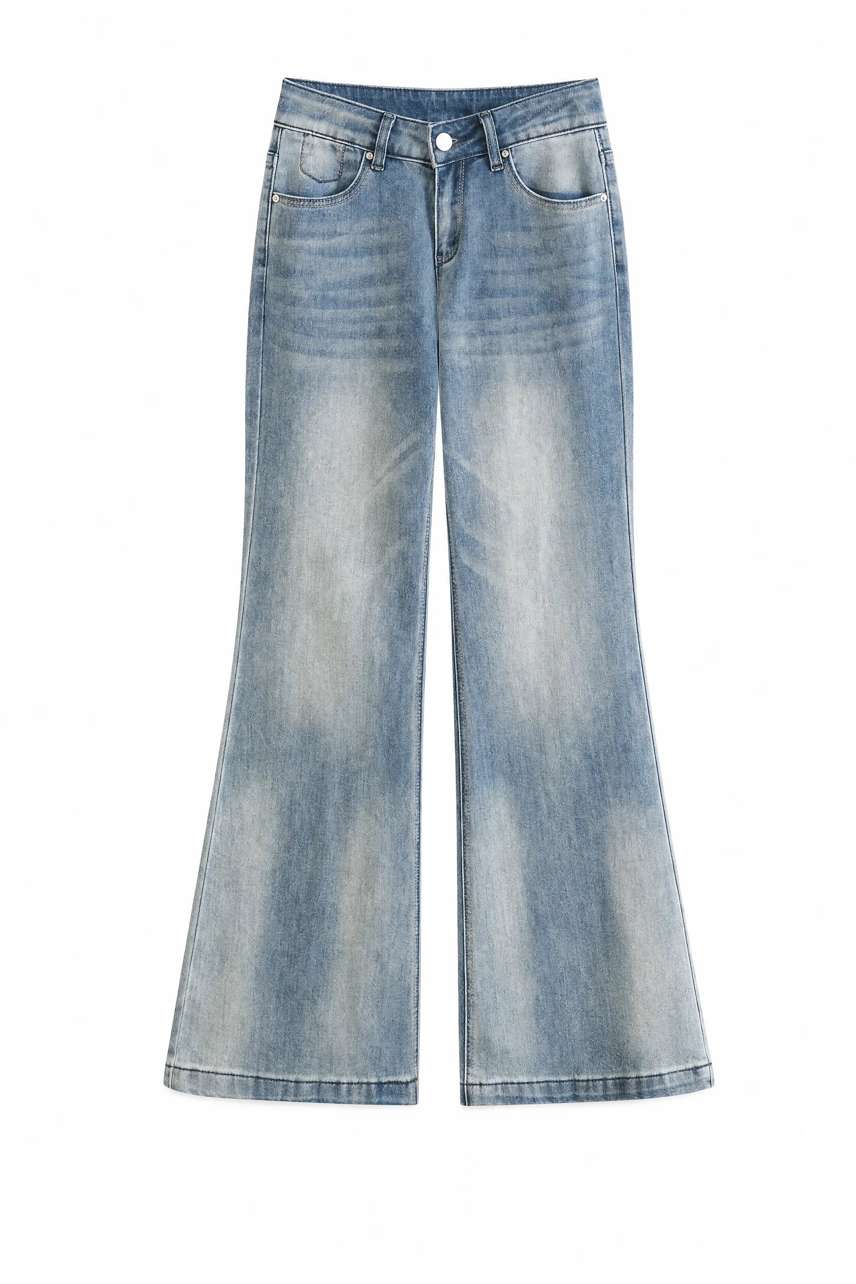 Jean bleu délavé coupe évasée | Lounelle Paris