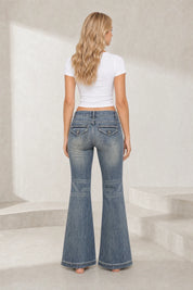 Jean bleu délavé coupe évasée | Lounelle Paris