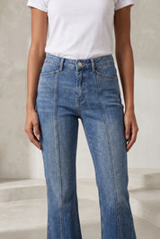 Jean bleu évasé taille mi-haute | Lounelle Paris