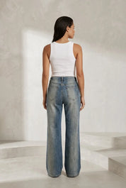 Jean bleu taille haute évasé | Lounelle Paris
