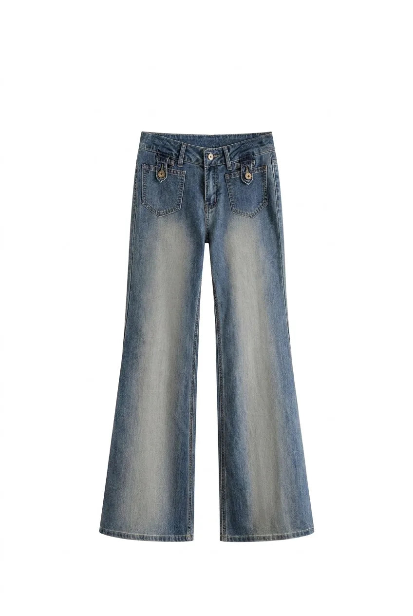 Jean bleu taille haute évasé | Lounelle Paris