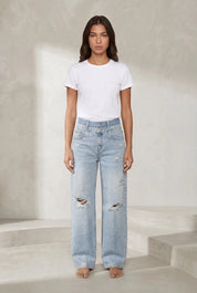 Jean droit bleu clair déchiré | Lounelle Paris