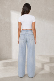 Jean droit bleu clair déchiré | Lounelle Paris