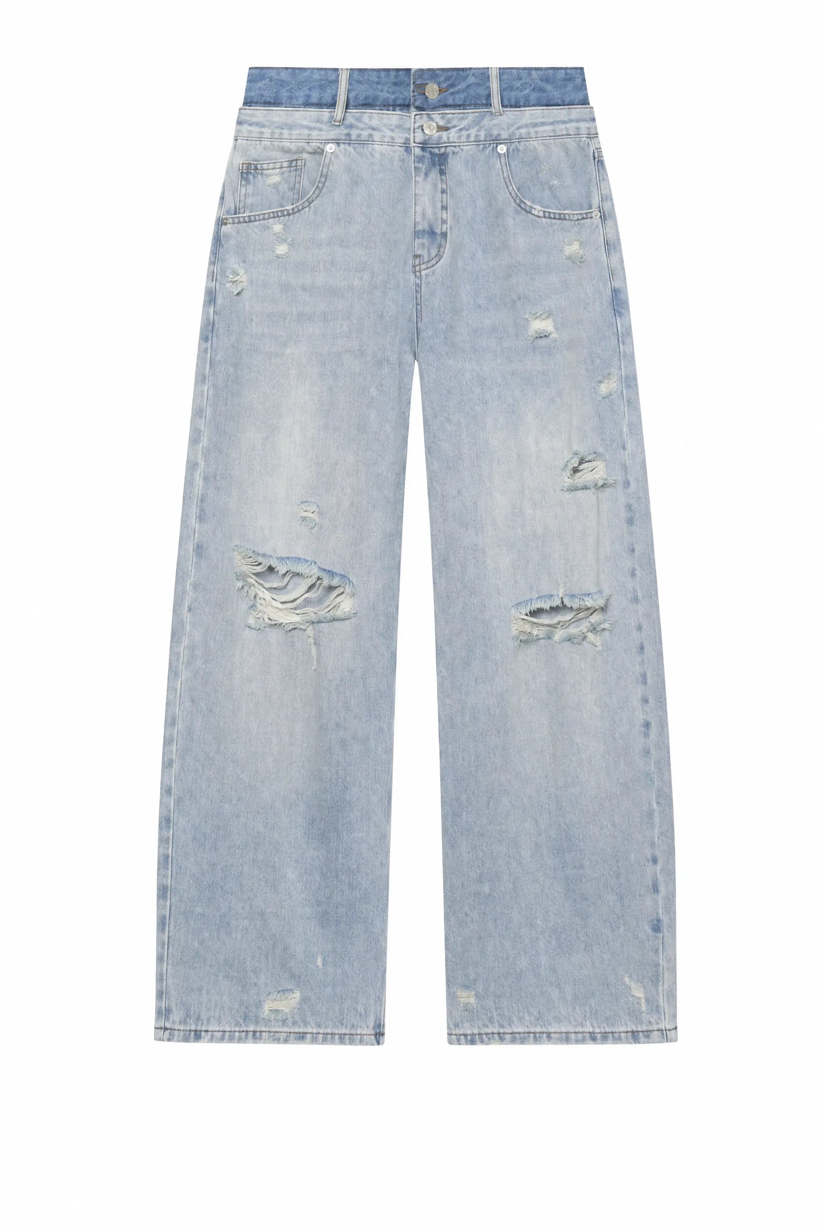 Jean droit bleu clair déchiré | Lounelle Paris