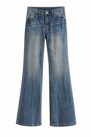 Jean flare bleu foncé taille mi-haute | Lounelle Paris