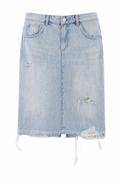Jupe en jean bleu clair déchirée | Lounelle Paris