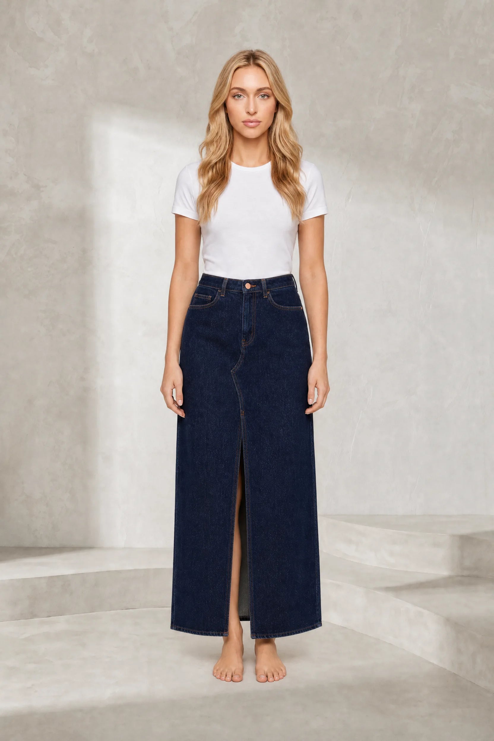 Jupe en jean longue fendue | Lounelle Paris