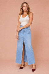 Gonna lunga in jeans con spacco
