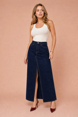 Gonna lunga in jeans con spacco