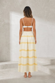 Jupe longue jaune rayée taille haute | Lounelle Paris