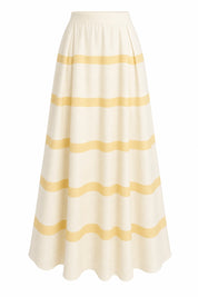 Jupe longue jaune rayée taille haute | Lounelle Paris