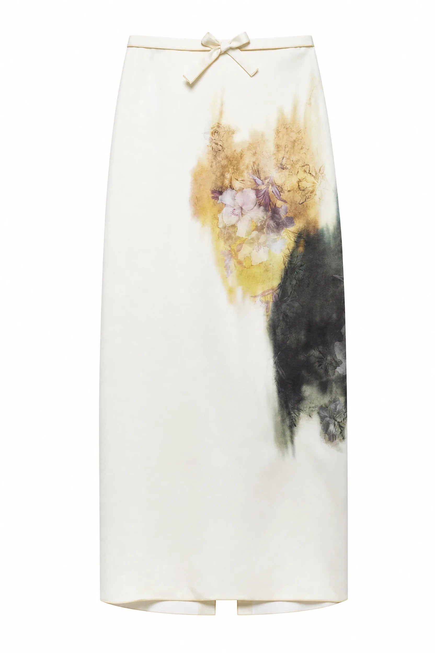 Jupe midi blanche imprimée à nœud | Lounelle Paris