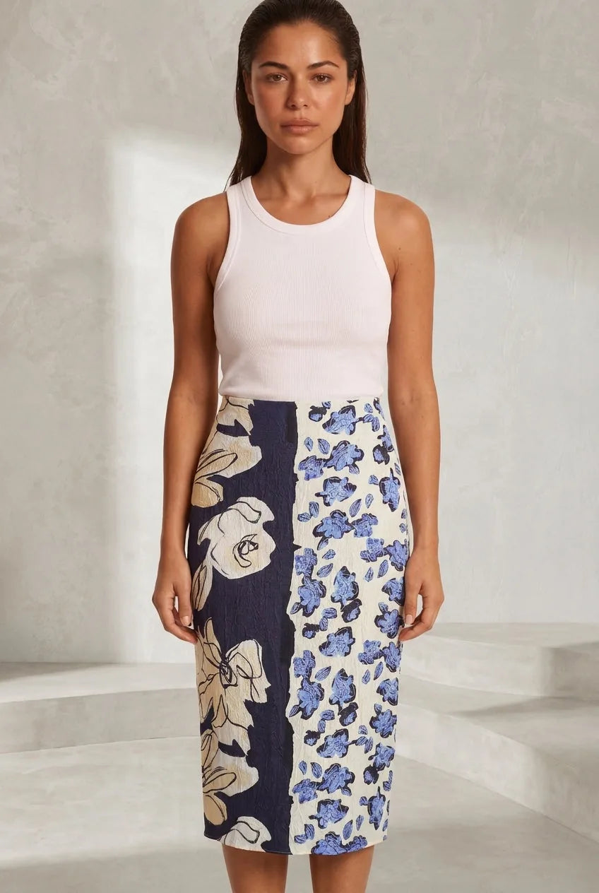 Jupe midi imprimée taille haute | Lounelle Paris