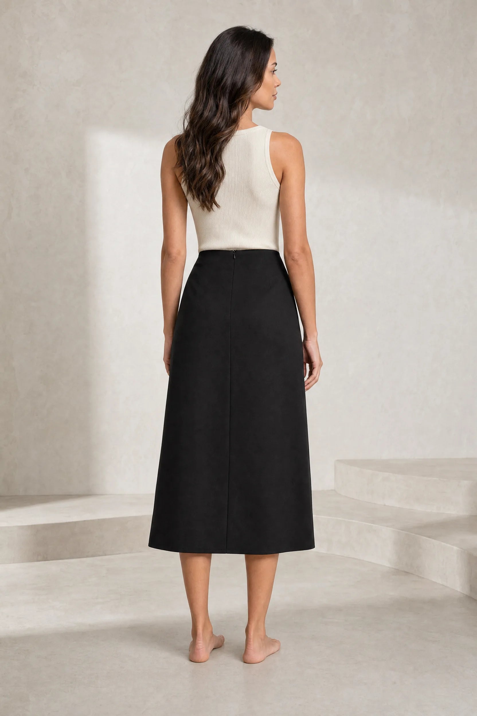 Jupe noire boutonnée taille haute | Lounelle Paris