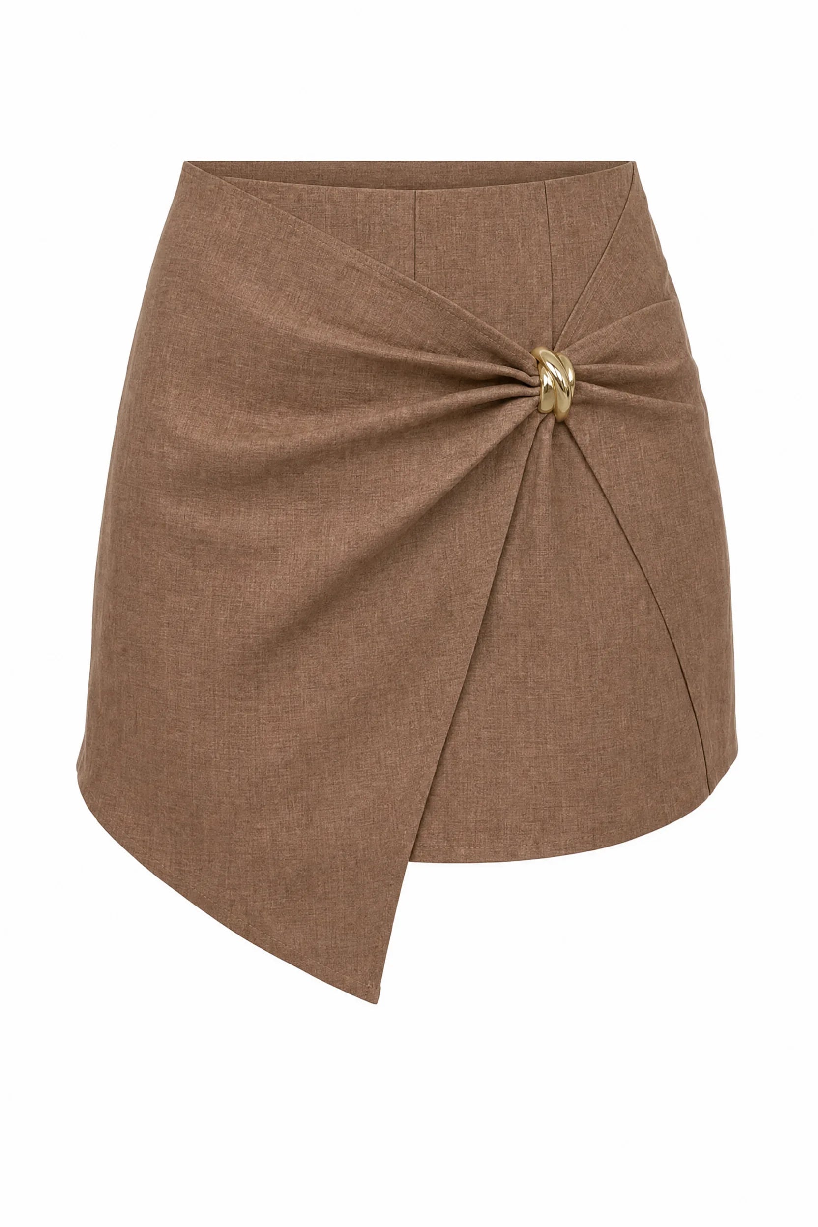Jupe-short café portefeuille asymétrique | Lounelle Paris