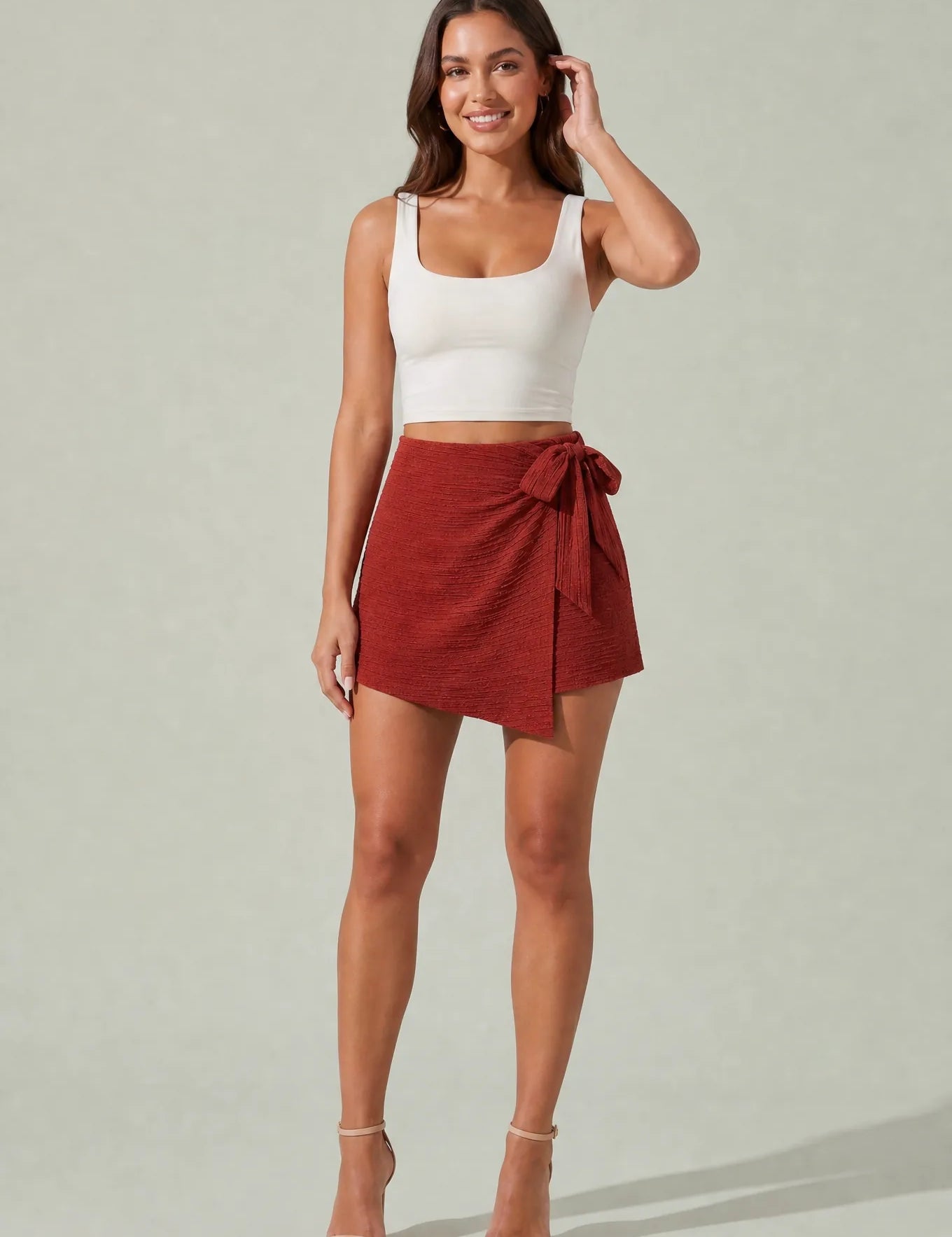 Jupe-short portefeuille taille haute | Variante Rouge | Lounelle Paris