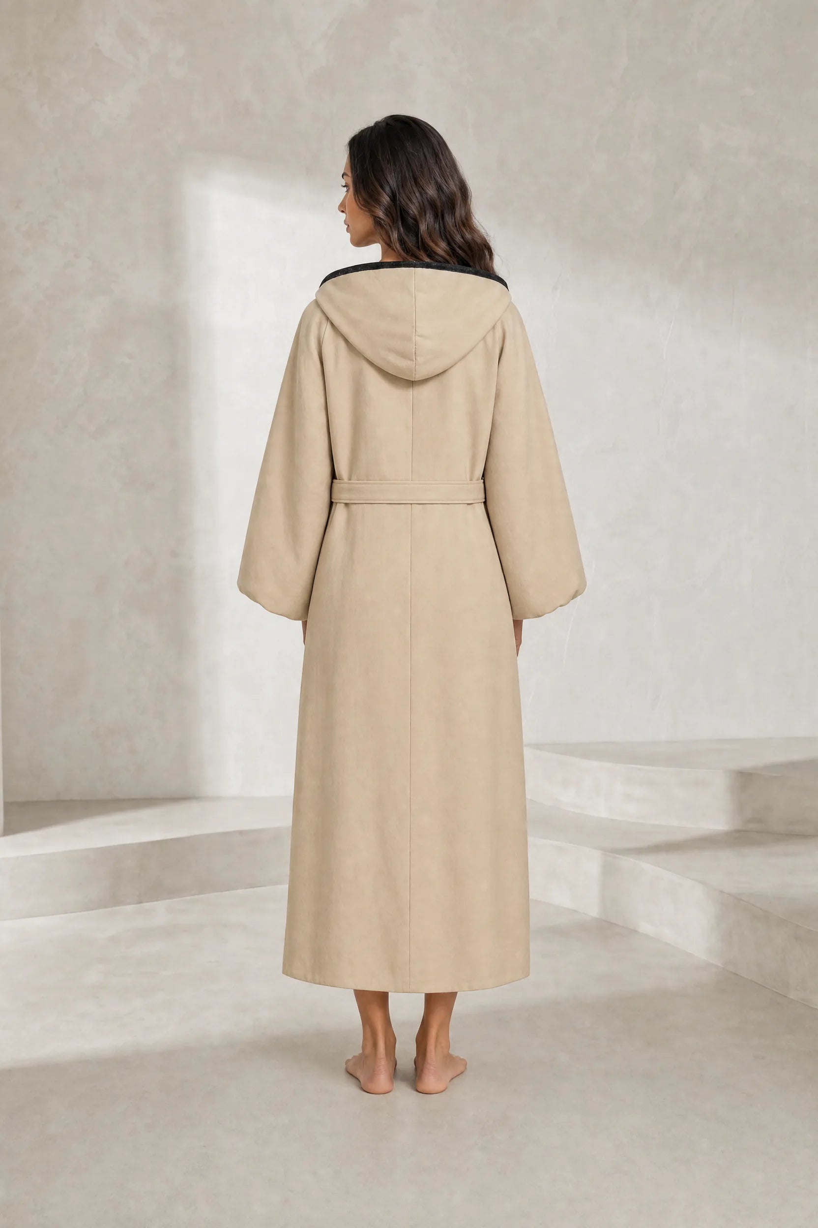 Manteau beige matelassé à capuche | Lounelle Paris