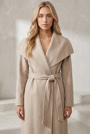 Manteau long col châle ceinturé | Lounelle Paris