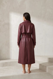 Manteau long effet cuir ceinturé | Lounelle Paris