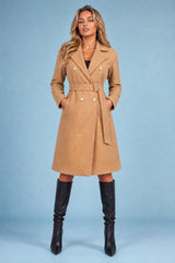 Cappotto semi-lungo con cintura e colletto tailleur