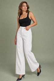 Pantalon blanc ample effet délavé | Vue de face | Lounelle Paris