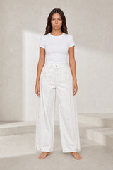 Pantalon blanc ample effet délavé