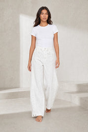 Pantalon blanc ample effet délavé | Lounelle Paris
