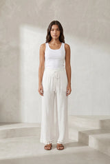 Pantalon blanc ample taille haute