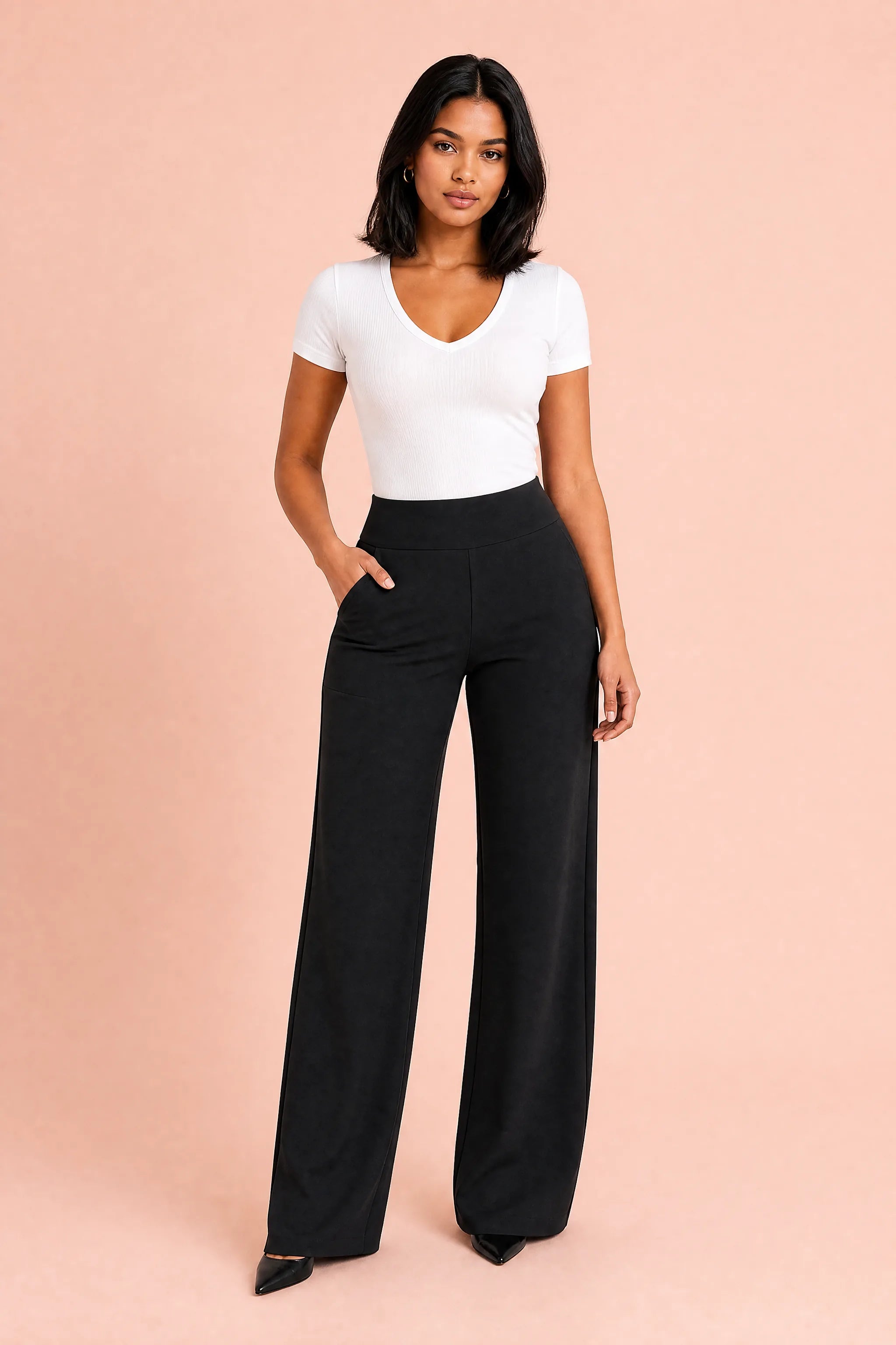 Pantalon fluide taille haute | Vue de face | Lounelle Paris