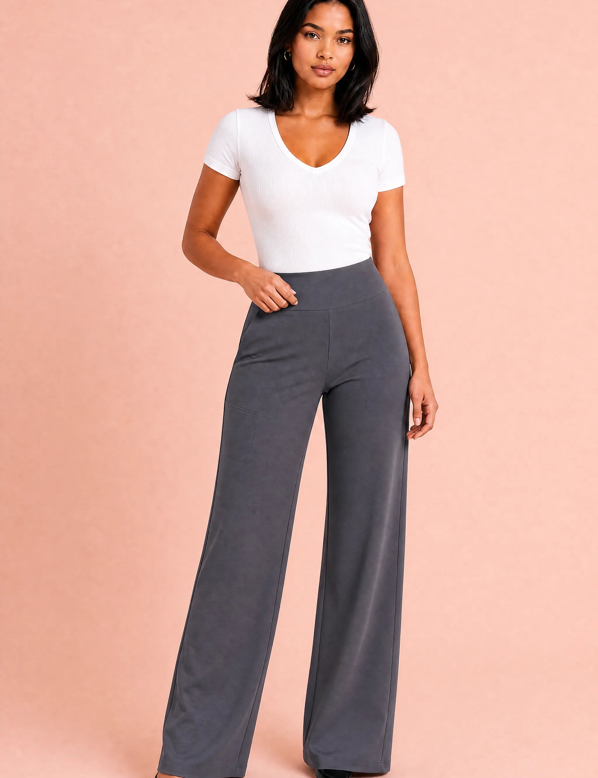 Pantalon fluide taille haute | Variante Gris | Lounelle Paris
