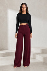 Pantalone fluido vita alta cintura incrociata