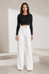 Pantalone fluido vita alta cintura incrociata