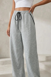 Pantalon gris large taille haute | Lounelle Paris