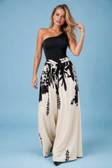 Pantalone largo con stampa floreale