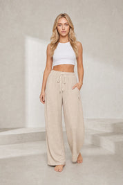 Pantalon large abricot taille élastique | Lounelle Paris