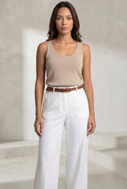 Pantalon large ceinturé taille mi-haute | Lounelle Paris