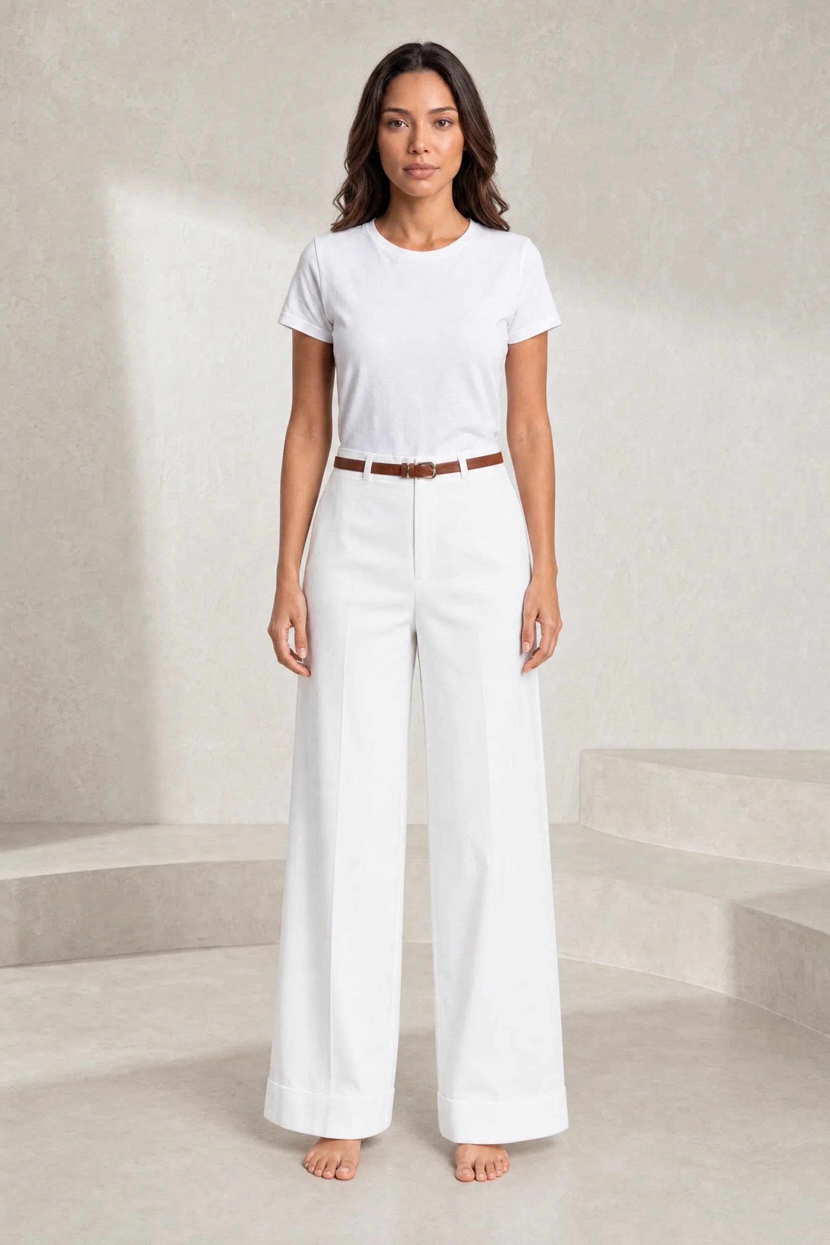 Pantalon large ceinturé taille mi-haute | Lounelle Paris