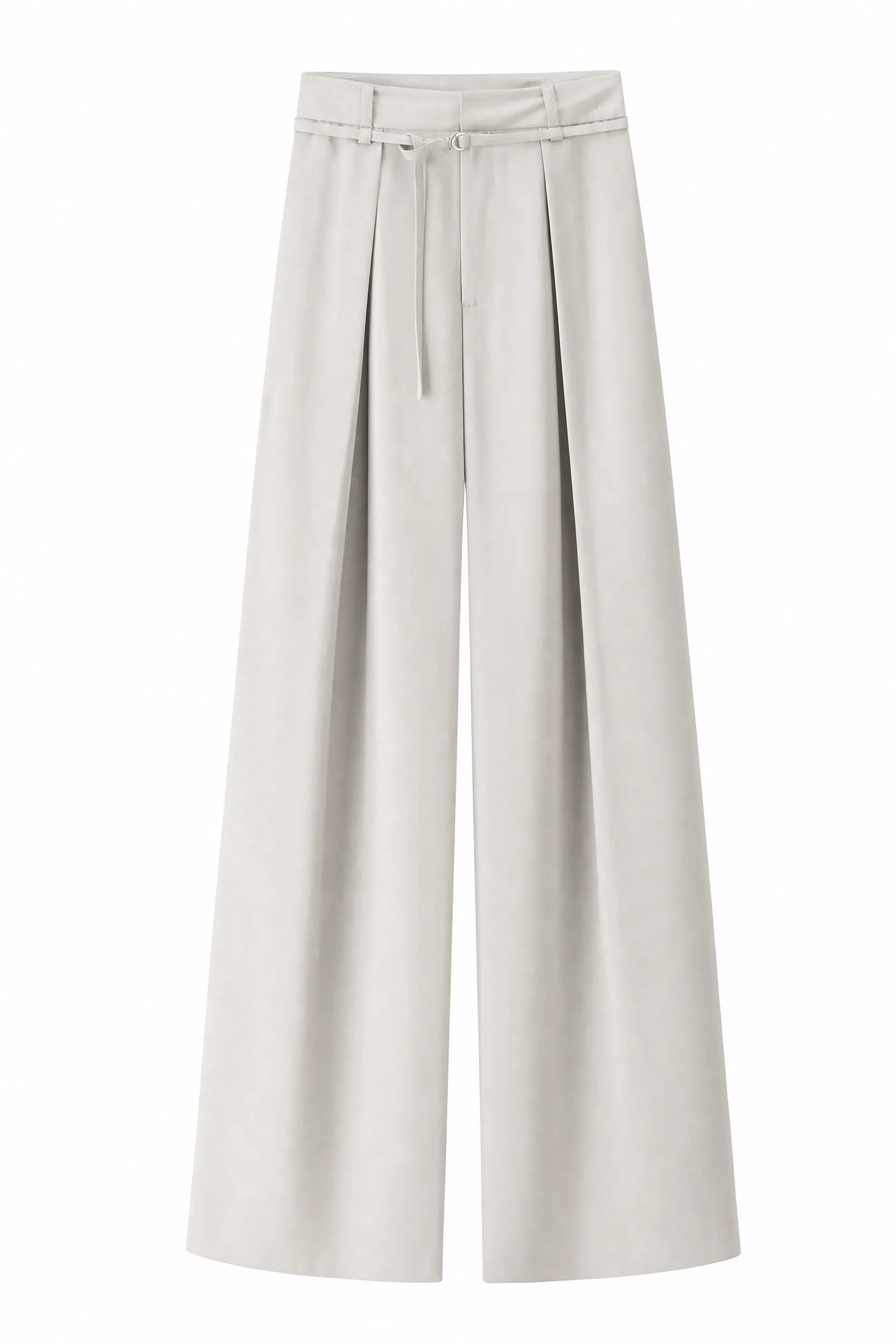 Pantalon large gris clair ceinturé | Lounelle Paris