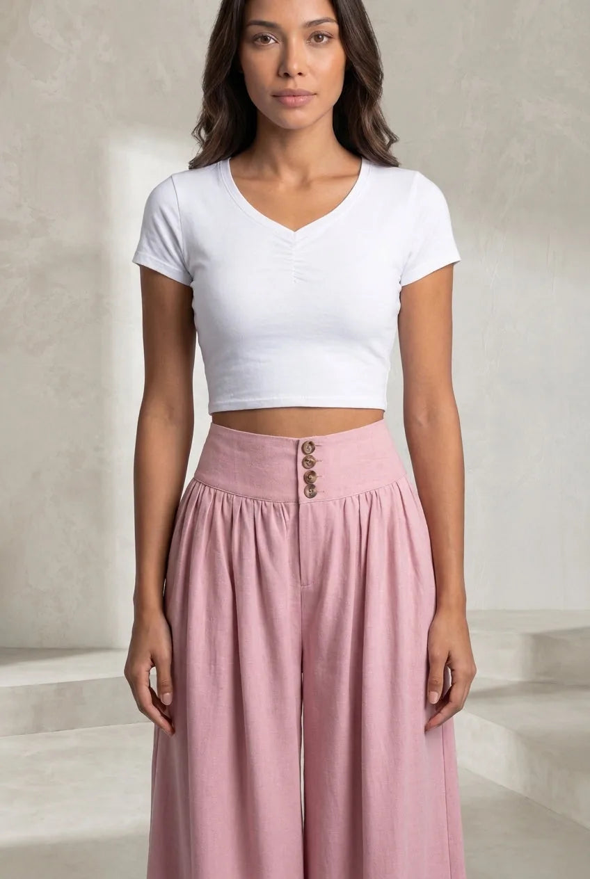 Pantalon large plissé taille haute | Lounelle Paris