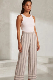 Pantalon large rayé taille haute | Lounelle Paris