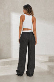 Pantalon large rayé taille haute | Lounelle Paris