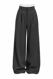 Pantalon large rayé taille haute | Lounelle Paris