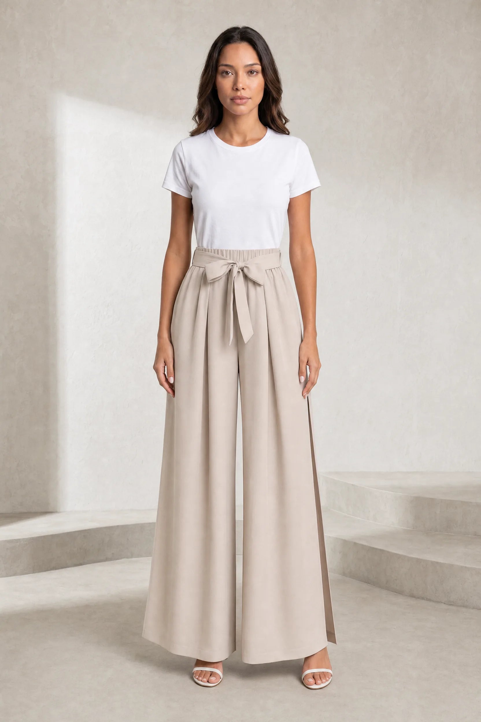 Pantalon large taille haute fendu | Lounelle Paris
