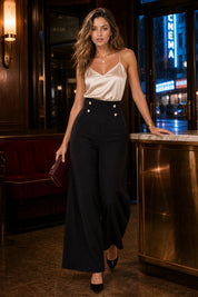 Pantalon large taille haute fluide | Deuxième photo lifestyle | Lounelle Paris
