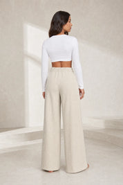 Pantalon large velours côtelé taille haute | Lounelle Paris