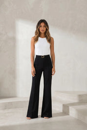 Pantalon noir taille haute évasé | Lounelle Paris